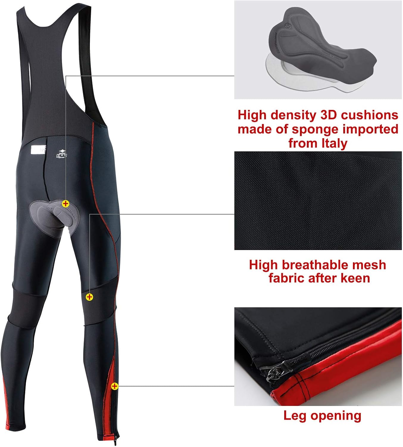 Santic Cycling Bibs Pants Mens Long Tights 3D Padded Bike Legging: Clothing