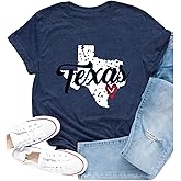 Cutesong Texas Shirts for Women Texas State Map T-Shirts Texans Hometown Pride Love Tee Tops
