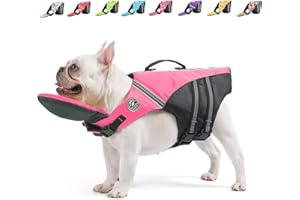 Mklhgty Dog Life Jacket, Reflective Dog Life Vest with Removable Neck Float High Buoyancy for Swimming and Boating, Ripstop Pet Safety Swimsuit Rescue Handle for Small Medium Large Dogs