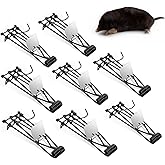 8 Pack Mole Gopher Traps for Outdoor Lawn and Garden, Heavy Duty Reusable Vole Traps, Professional Rodent Control Trapping Kit for Yard and Farm, Easy to Set (Black)