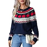 TYHOTULY 2026 Christmas Sweaters for Women Reindeer Snowflake Ugly Cute Funny Pullover Knit Tops Fall Winter Holiday Clothes