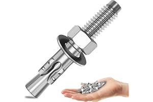 Mywish 1/4 x 1-3/4 Inch Wedge Anchors, 10Pcs 304 Stainless Steel Industrial 1/4 Heavy Duty Industrial Masonry Wdege Anchor Bolts for Brick Cement and Concrete, Bright Finish