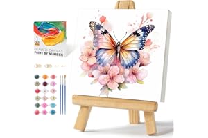 OFFITO Framed Paint by Numbers Kit for Adults Beginners & Kids Ages 8-12, Butterfly Flowers Acrylic Easy Paint by Number with Frame, Paint by Number Kits on Canvas Framed (10 * 10 Inch, without Easel)