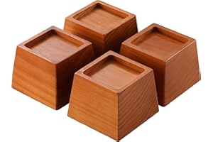 Lufia Wood Bed Risers 3 Inch, Premium Pine Furniture Risers - Sturdy, Stylish and Space Saving 3" Bed Lift for Sofa, Desk and More - 4-Pack (Brown Wood, 3 Inch)