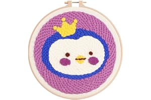 ZWZRAFT Cute Punch Needle Kit for Adults Begginers - Punch Needle Starter Kit with Printed Pattern, 8-inch Punch Needle Frame, Tools and Yarns