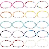 20Pcs Friendship Bracelets for Teen Girls,Colorful Classic Preppy Letter Beads Bracelets Stretchy Cute Friendship Princess Beaded Bracelet,Stackable Inspirational Jewelry Accessories for Teen Women