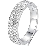 VAXOJEL Moissanite Wedding Band for Women D Color VVS1 Moissanite Eternity Rings 18K White Gold Plated S925 Sterling Silver Promise Engagement Rings for Women Wife Men