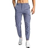 Pinkbomb Men's Hiking Cargo Pants with 7 Pockets Slim Fit Stretch Joggers Golf Cargo Work Pants for Men