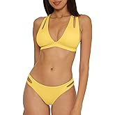 Becca Womens Color Prism Halter Top and Hipster Bottom Bikini Set, Adjustable, Two Piece Swimsuits for Women