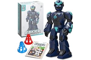 AIKMI Robot Toys for Kids 6-8 Giant Robot Toys with 10 Sports Cones, Smart Remote Control Robot can Auto-Demo Dance Music Story Poem, Kids Toys for Boys Age 6 7 8 Year Old Boys Gifts(Blue)