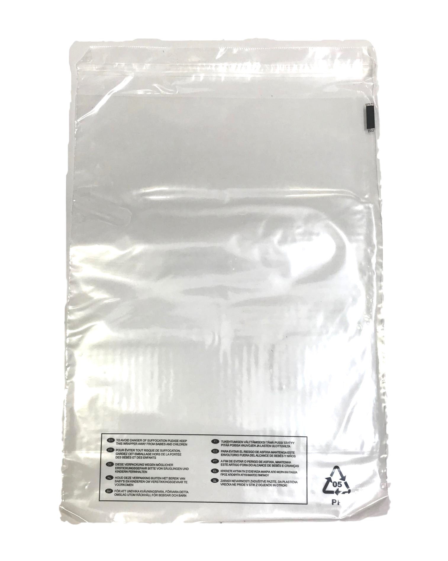 1000x FBA Approved 1.8mil 45 Micron Poly Bags Self Seal Crystal Clear Extra Large Quality Made in UK Poly Bags with Suffocation Warning
