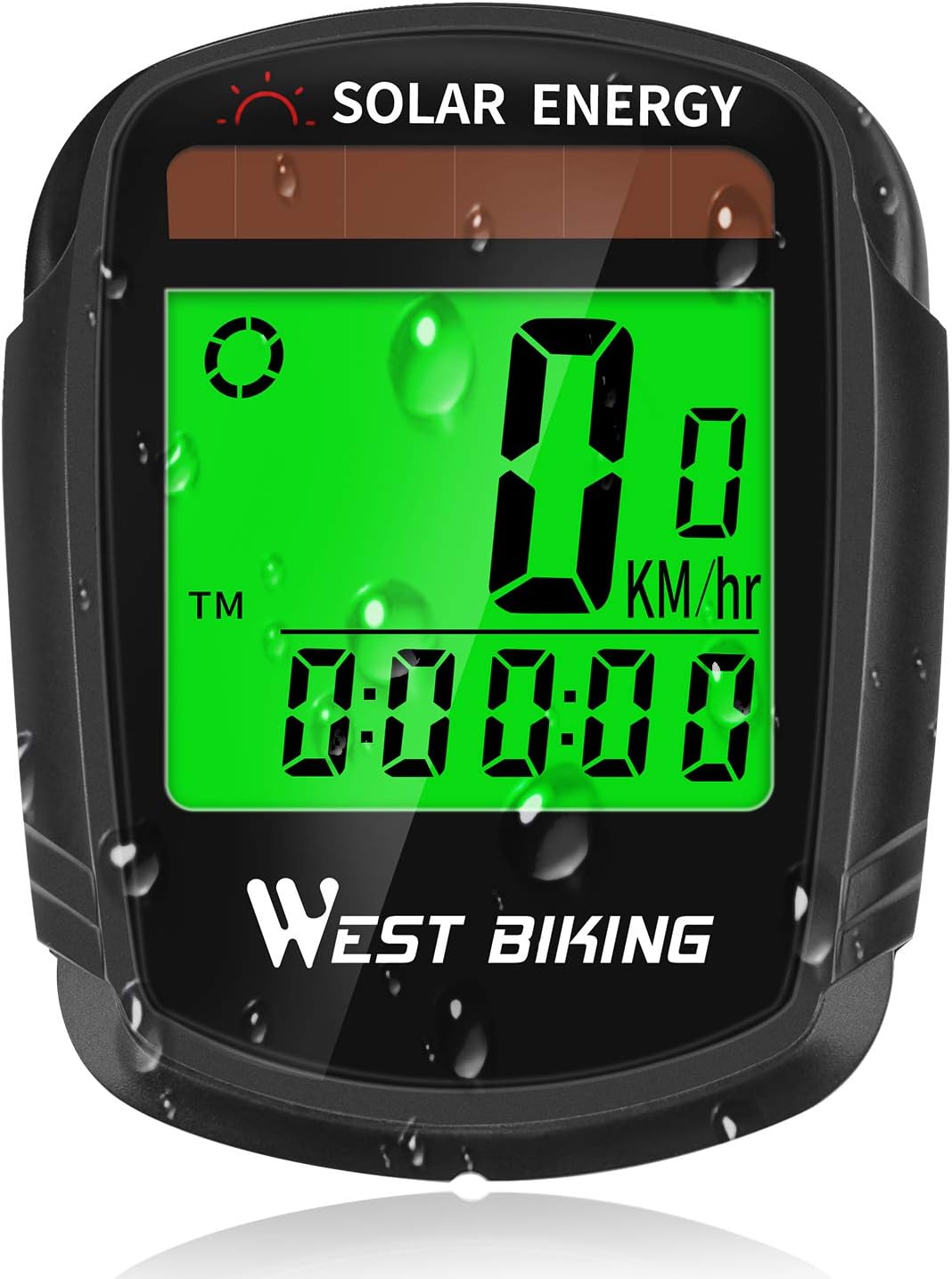Cycling Computer with Solar Powered, Wireless Waterproof Bike Speedometer Odometer, Automatic Wake-up Multifunction Cycle Computers with Backlight LCD