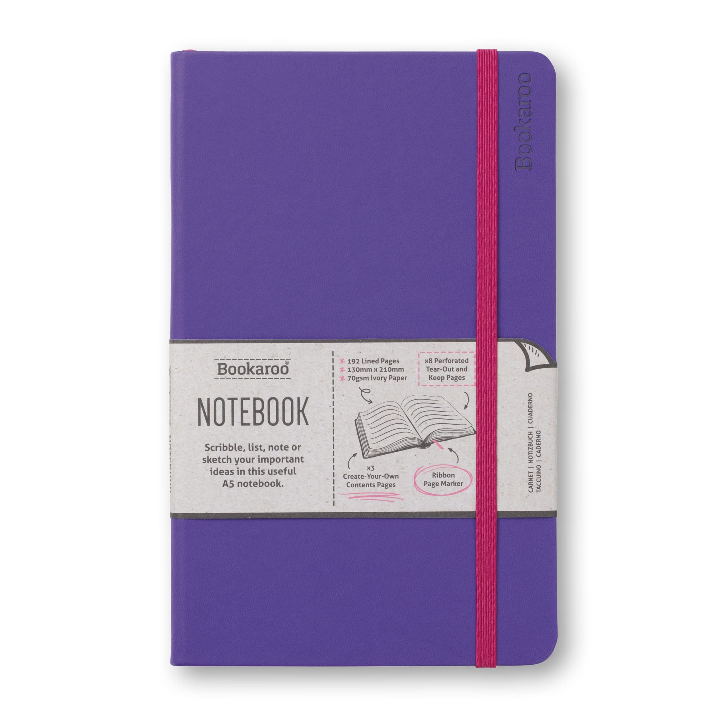 IF Bookaroo Notebook A5 Journal - Purple, 192 Pages, Faux leather