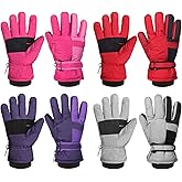 Newcotte 4 Pairs Kids Winter Gloves Waterproof Snow Ski Windproof Gloves for 8-15 Years Kids