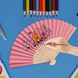 Didilor Folding Fans 6Pcs Handheld Bamboo Paper Fan Set for Wedding Party Home view 6