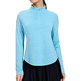 MIER Long Sleeve Workout Shirts for Women Quarter Zip Athletic Pullover Dry Fit Flowy Golf Running UV Sun Shirts,1/4 Zip