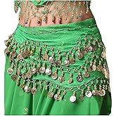 Lauthen.S 128 Coins Belly Dance Hip Scarf Tribal Belt Halloween Genie Costume Accessory