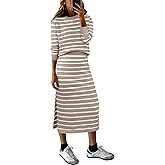ANRABESS 2 Piece Skirts Sets For Women Fall Fashion 2025 Striped Sweater Midi Dress Knit Lounge Travel Outfits Winter Clothes