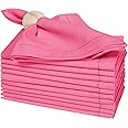 BEDDING CRAFT Set of 12 Hemstitch Baby Pink Cloth Dinner Napkins 100% Cotton - Soft Durable Washable -Ideal for Events Wedding Christmas Thanksgiving Newyear-Perfect Everyday Use Table Linen.