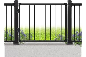 SunCrafts Deck Fence Gate Outdoor, 32''H Gate for 36''H Deck, Black Heavy Duty Steel Anti-Rust Door with Customizable Width (Up to 48"), Metal Gate for Residential, Yard, Patio(No Hinge)