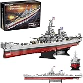 USS Missouri Battleship Building Blocks Set, 2228PCS WW2 Military Series Warship Model Building Kit, 1:325 Scale Ship Collectible Display Engineering Toy Gift for Adults Teens Military Enthusiasts