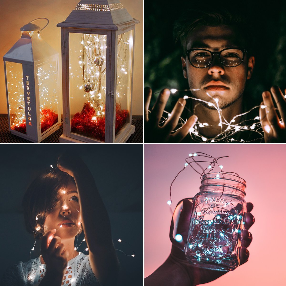 Binval Solar Fairy String Lights, 72ft 200Led, Copper Wire Led String Lights Ambiance lighting for Patio, Lawn, Garden, Landscape, Home, Wedding, Christmas Party, Xmas Tree, Waterproof (White,2-Pack)