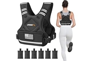 APEXUP Adjustable Weighted Vest, 4-10lb/12-18lb/20-32lb Vest with 6 Ironsand Weights and Large Pocket, Weight Vest for Men Women Strength Training, Running, Walking