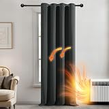 Deconovo Grey Curtain Ring Top Dark Grey Blackout 1 Panel 140x180cm view 2