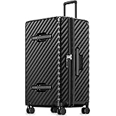 LUGGEX 30 Inch Large Trunk Luggage with Spinner Wheels, Black | Checked Luggage, Expandable, 100% PC Hard Shell, Shock Absorbing Wheels, TSA Lock, 115L-125L, KVT, EX-Pro