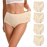 INNERSY Women's Seamless High Waisted Underwear No Show Panties Lightweight Full Coverage Briefs 4-Pack