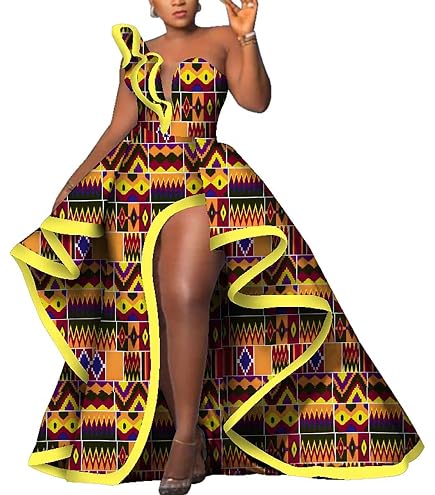 african homecoming dresses XIAOHUAGUA for Women Off Shoulder Ruffles Puff Sleeve Formal Evening Wedding Party Split Dress : Clothing, Shoes & Jewelry Clearance Dress2024