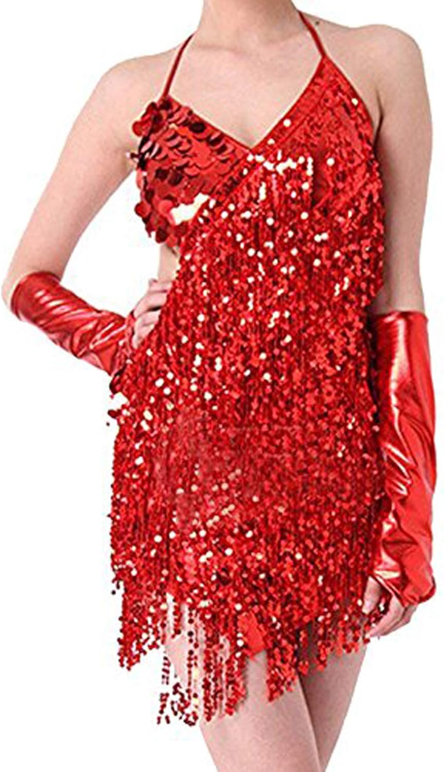 Fairycece Sexy Latin Dance Dress with Sparkling Sequins: Clothing