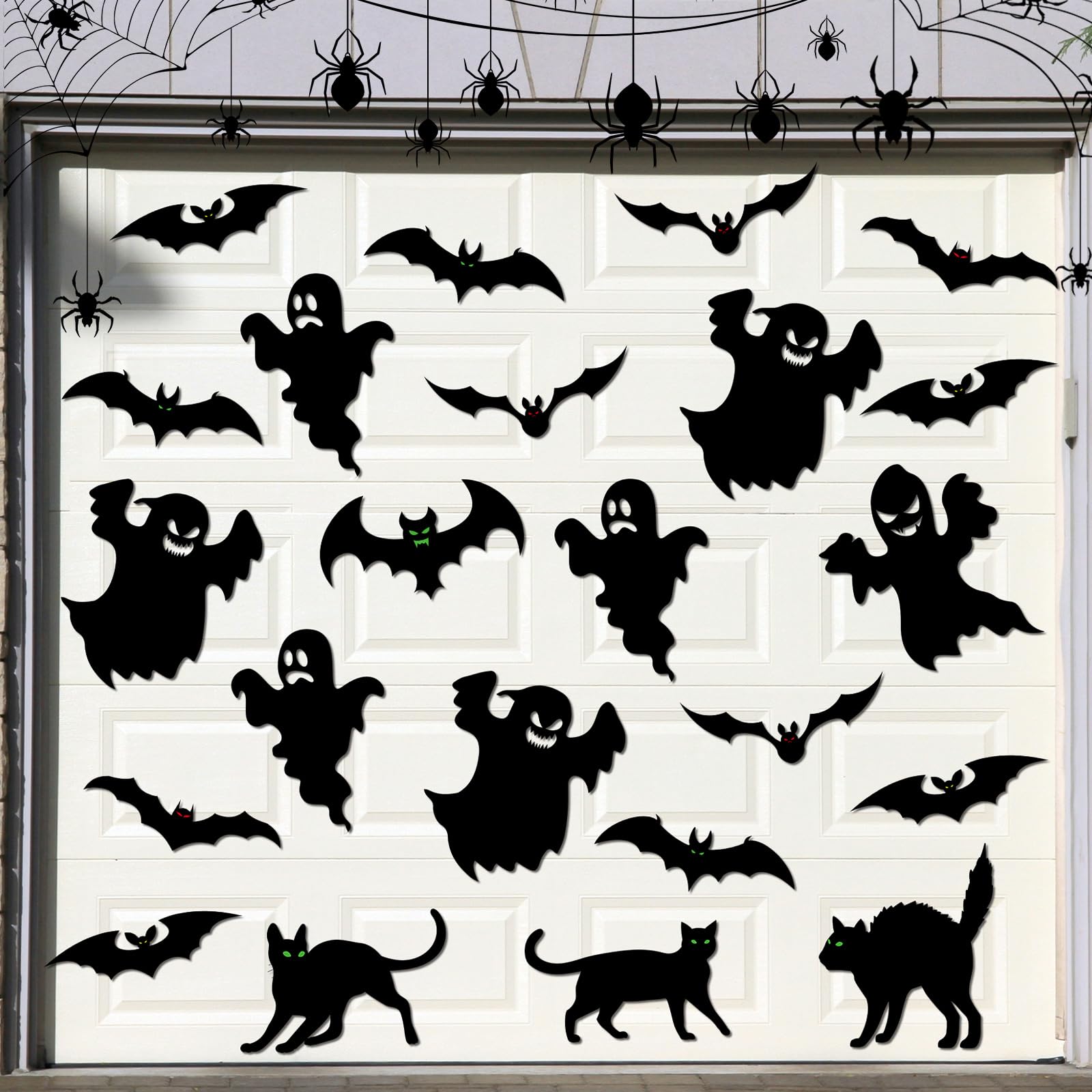 Photo 1 of Bememo 32 Pcs Halloween Garage Door Magnets Ghost Cat Bats Garage Door Decorations Halloween Car Magnets Decals Automotive Stickers for Party Car Home Decor