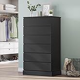 DICTAC Black Tall Dresser for Bedroom with 7 Drawers, 51.8" Tall Dressers & Chests of Drawers, Modern Wood Closet Organizer a