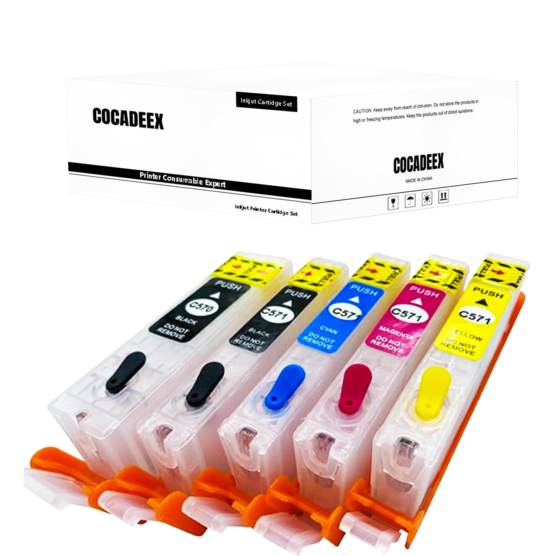 COCADEEX Empty Refillable Ink Compatible with Canon PGI-570XL CLI-571XL,for Pixma TS5050 MG5750 MG5700 MG5751 MG5752 MG5753 MG6800 MG6850 MG6851 MG6852 MG6853 TS5051 TS5053 TS5055 TS6050 Printer