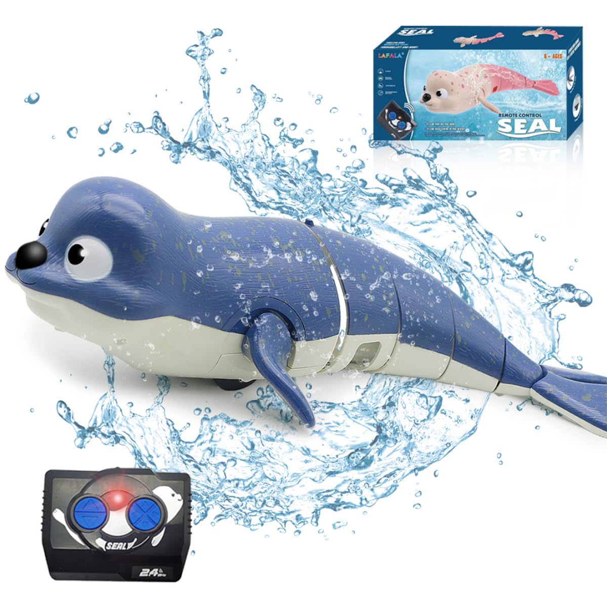 Photo 1 of Pool Toys Amphibious Remote Control Lazy Seal 2.4Ghz Rechargeable Battery Cute Toys Robot Fish Remote Control Shark Car Bath Toys Interactive Crawling Toys for Toddler Kids 3,4,5 Years Old Boys Girls