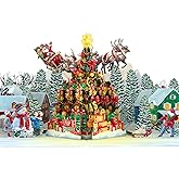 HEARTAGS- Pop Up Christmas Card Tree, 3D Christmas Pop Up Card, 6x8 in Popup Holiday Gretting Cards For Husband, Wife, Kids, Mom, Dad, Son, Daughter, Parents, Adults With Envelope and Message Note