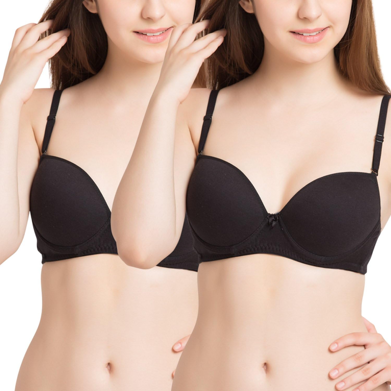 Tweens Women's Underwire Underwired Bra (TW2601BL_MS_2PC-CT_Black_32B)