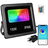Z 150W Equivalent Led Color Changing Flood Lights Multi Colors RGB Uplighting with Remote, IP66 Waterproof Stage Lights, Dimmable Colored LED Lights, Floor for Party Outdoor Indoor Decor
