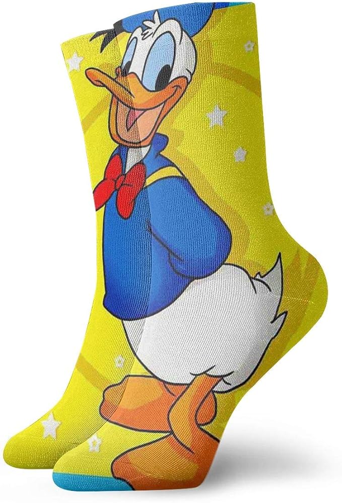 JINUNNU Mens Crew Socks Donald Duck Painting Compression