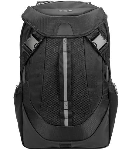 Targus Drifter II Backpack for 17-Inch Laptop, Black/Grey – Rugged Water-Resistant Laptop Bag with Padded Compartment, Multiple Pockets & Trolley Strap