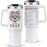 Mom Tumbler with Handle Moms Gifts from Daughters 40oz Mama Bear Tumbler with Straw Lid Christmas Mothers Day Present for Mother from Son