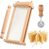 Silifine 4 Pcs Pasta Guitar Chitarra Cutter Pasta Maker Tool Set | Chitarra Cutter Pasta Guitar, with Rolling Pin, Noodle Drying Rack, Ravioli Maker Cutter Making Tool, for Spaghetti, Lasagna