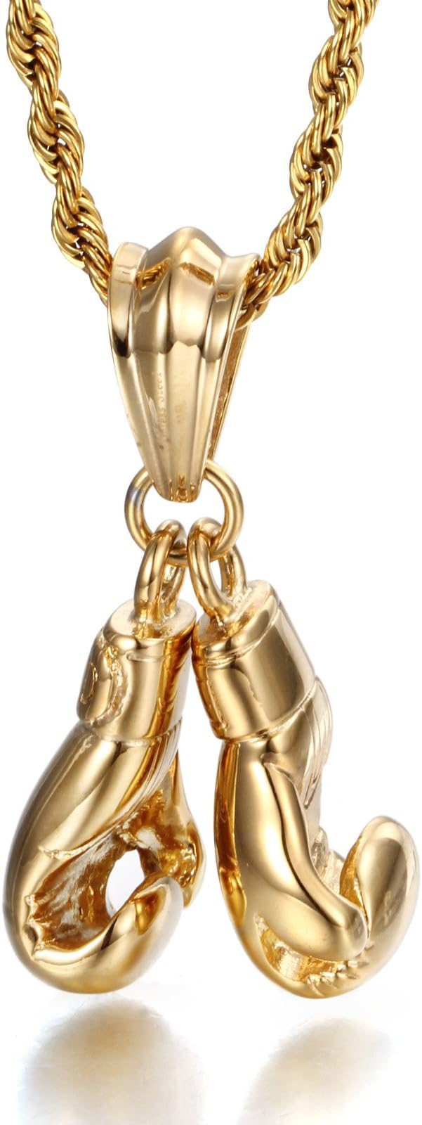 Joyucky Men Necklace 316L Stainless Steel Pendant Necklace for Men Boxing Gloves Necklace 24 inches Rope Chain Link with Giftboxes Packing