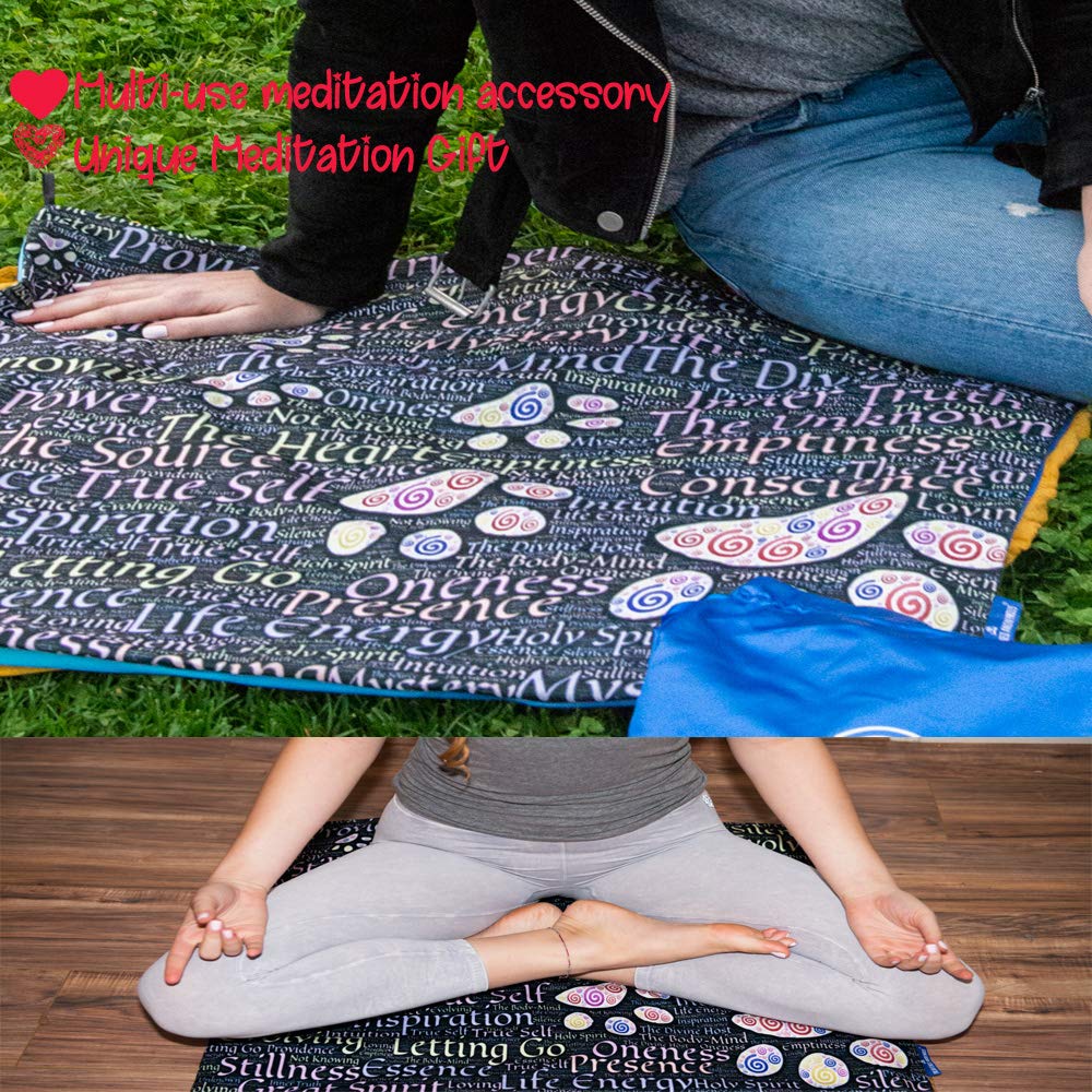 Footprints Decor-Premium Velvet Meditation Mat|Wall Art Tapestry Wall Hanging |Convertible Meditation Cushion Cover|Unique Meditation Gift for Men,Women|Dual Printed,Travel Yoga mat 70x70cm|Satin Bag