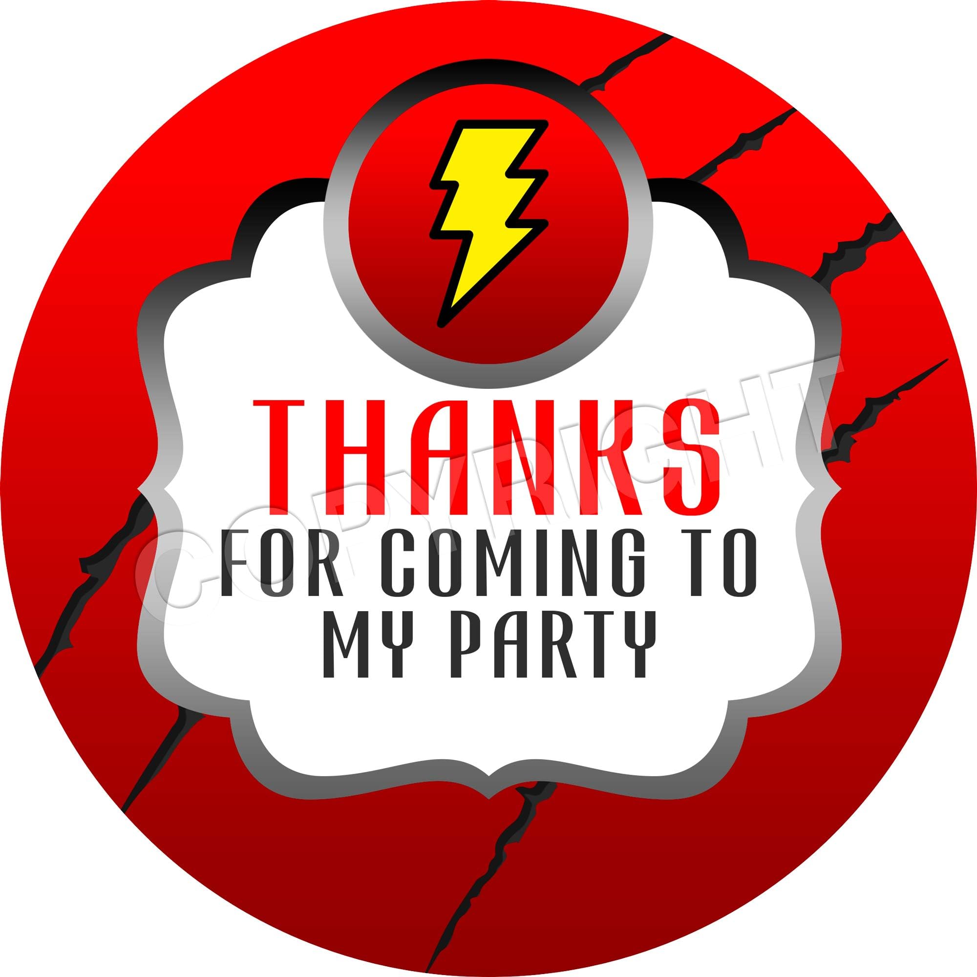 Superhero Lightning Flash Logo Sticker Labels (24 Stickers, 1.8'' Inch Each) Seals Ideal for Treat Favor Party Bags Candy Cones Jars Gift Boxes Bottles Crafts