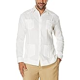 Cubavera Men's 100% Linen Four-Pocket Long Sleeve Guayabera Shirt, Pintuck Detail, Relaxed Fit (Available in Big & Tall)