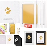 Pet Paw Print Impression Kit – Inkless Ink Pad for Dogs and Cats, Dog Nose Print Kit, Paw Print Keepsake,Non-Toxic Pet Impression Kit,Memorial Gifts for Pets（Gold&/Silver,4 Pack）