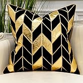Avigers 20 x 20 Inches Black Gold Striped Cushion Case Luxury European Throw Pillow Cover Decorative Pillow for Couch Living Room Bedroom Car