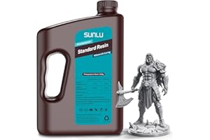 SUNLU 3kg Standard 3D Printer Resin Plus, Fast-Curing Photopolymer Resin for LCD/DLP/SLA Printers, 395-405nm UV, Low Shrinkage and High Precision, Grey 3000G